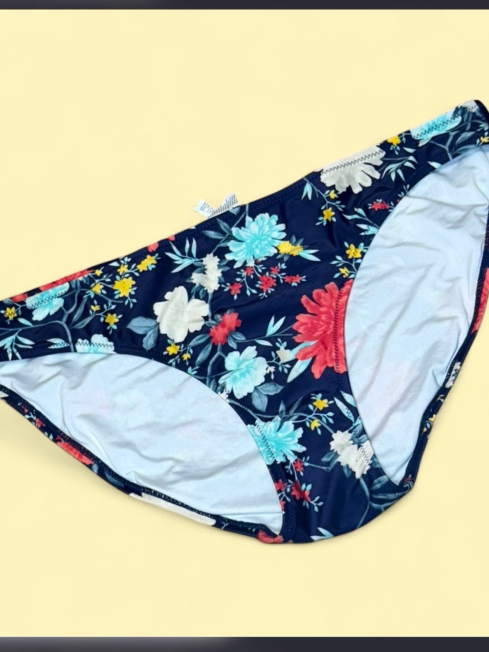 Old Navy Navy Floral Bikini Bottoms with Red & Teal Accents